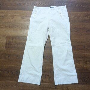 Bitten Sarah Jessica Parker Women's Sailor Pants White Wide Leg Cotton Sz 10